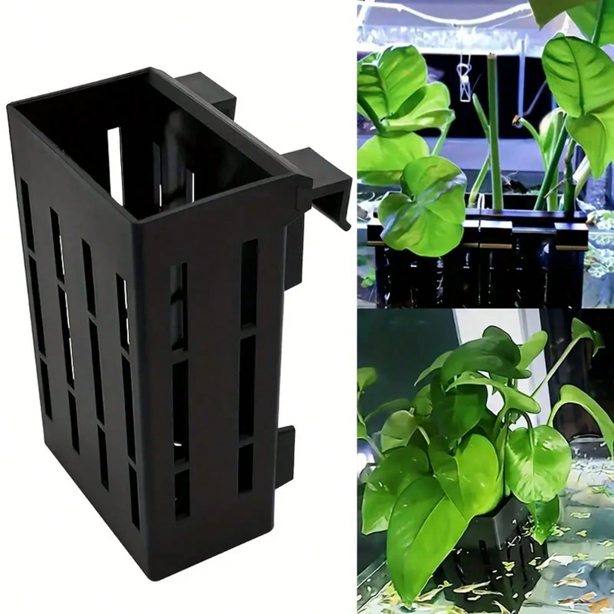 Aquarium Plant Glue Gel - Aquariumplantenhouder Zwarte plastic mand met clip