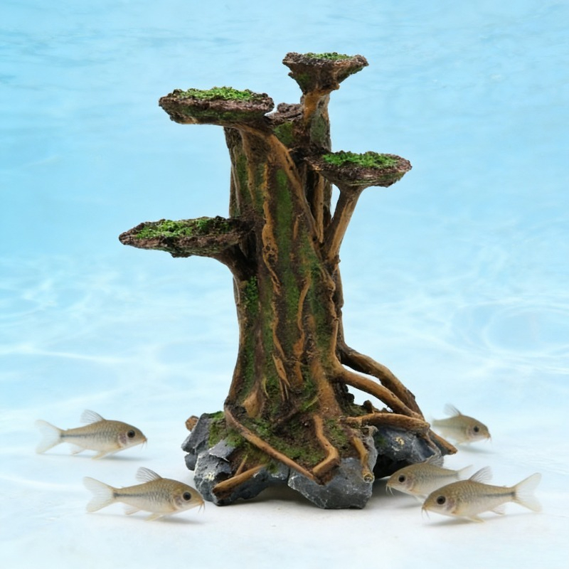 Planted Aquarium With Driftwood - Kunstmatige mosboom drijfhout aquariumdecoratie harsmosboom waterplant